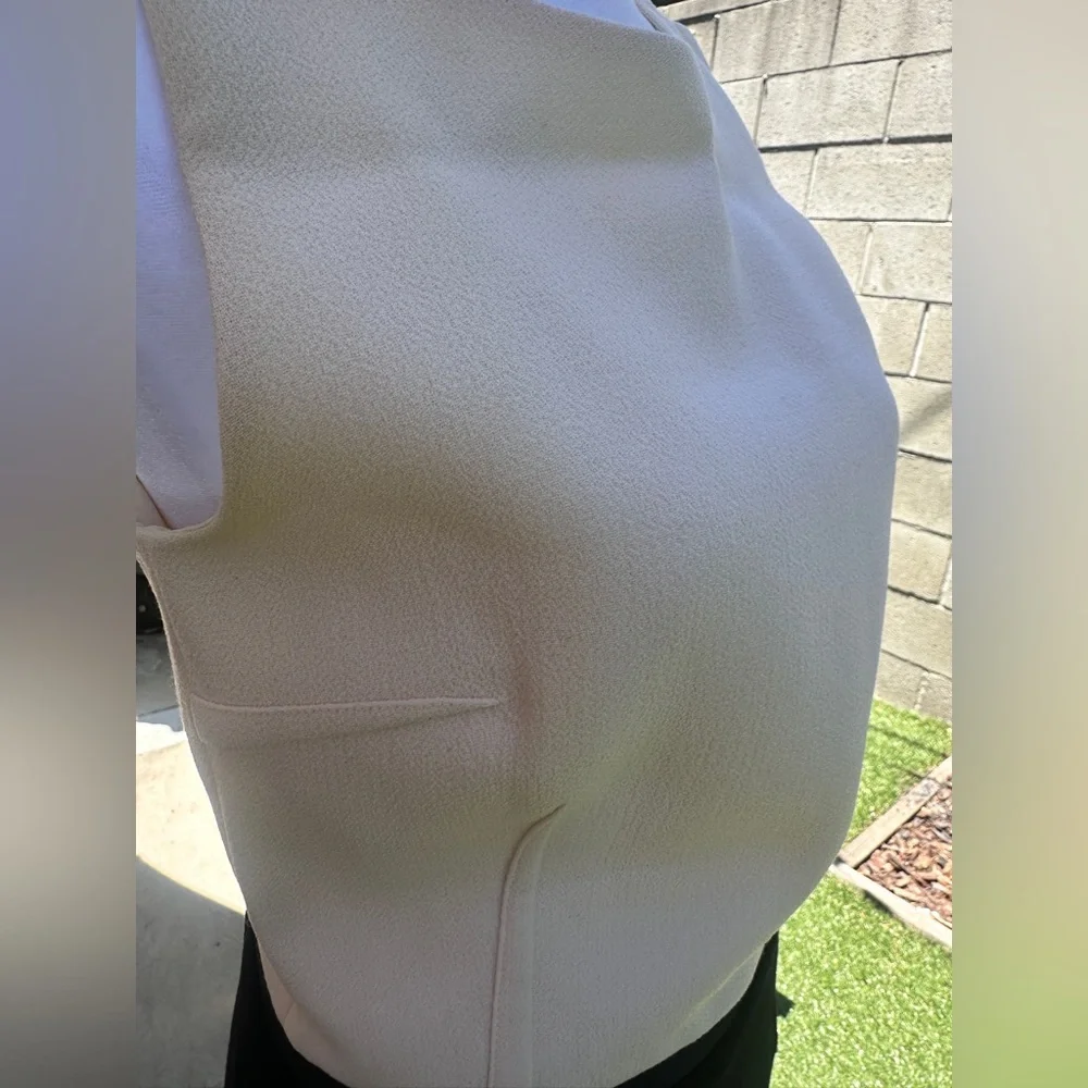 Michael Kors Two-Tone Sleeveless Mini Dress Ivory/Black Wool Crepe Size 6 - Picture 6 of 7